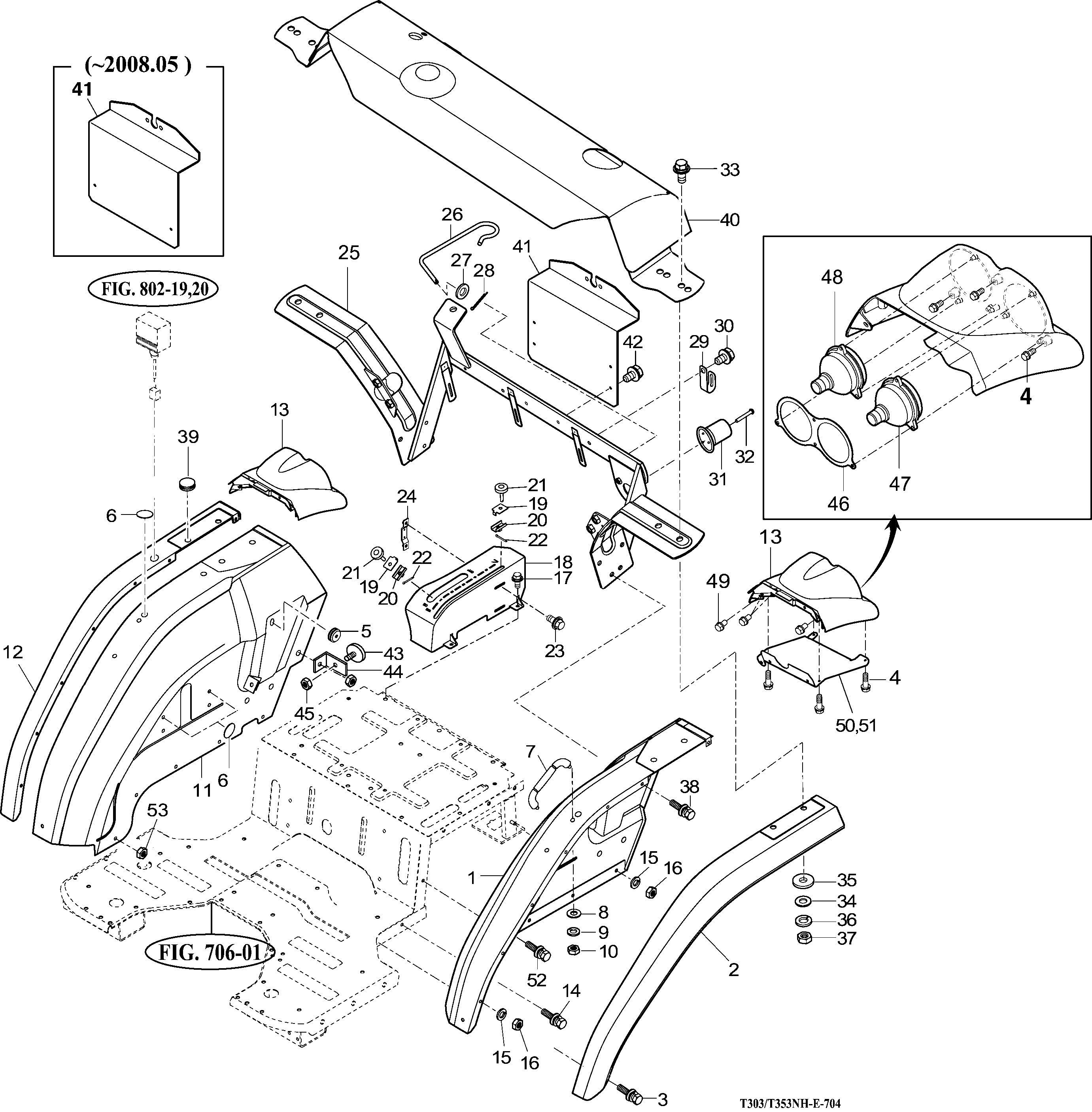 704 - FENDER, REAR FRAME & MUDGUARD