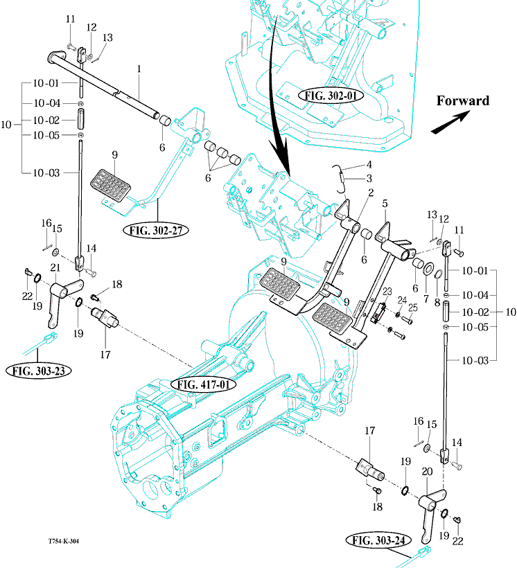 303 - BRAKE PEDAL & LINK