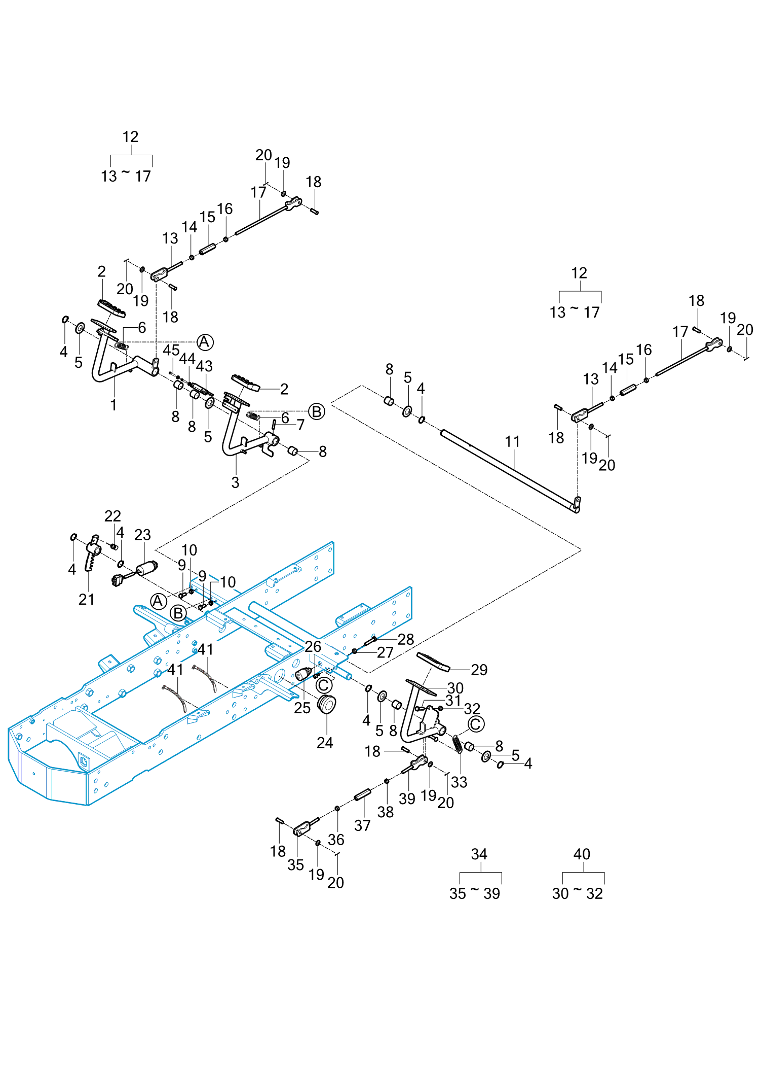303 - CLUTCH , BRAKE PEDAL & LINKAGE