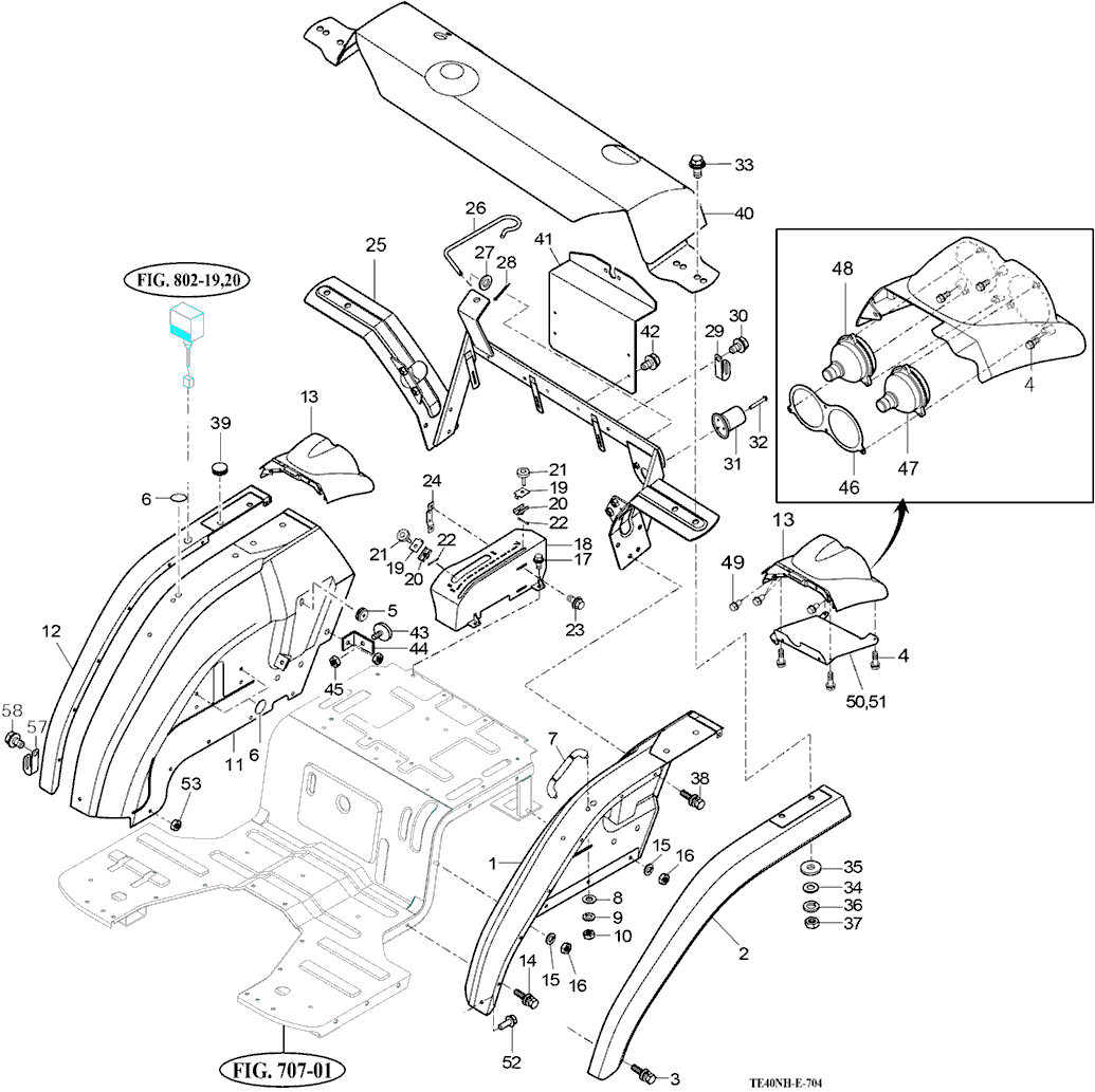 704 - FENDER, REAR FRAME & MUDGUARD