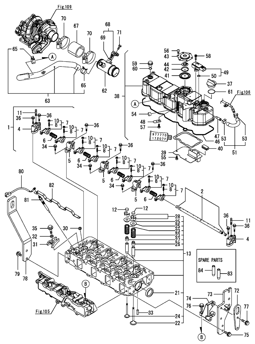 104A - CYLINDER HEAD & BONNET (T554)