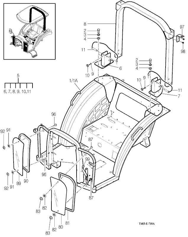 710B - FRAME & 2POLES-ROPS-NON CAB