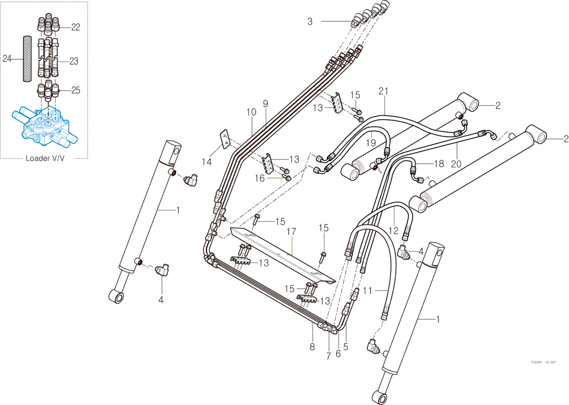 007-2 - HYDRAULIC PIPING ASSEMBLY(EURO TYPE) (2021-05-01 ~)