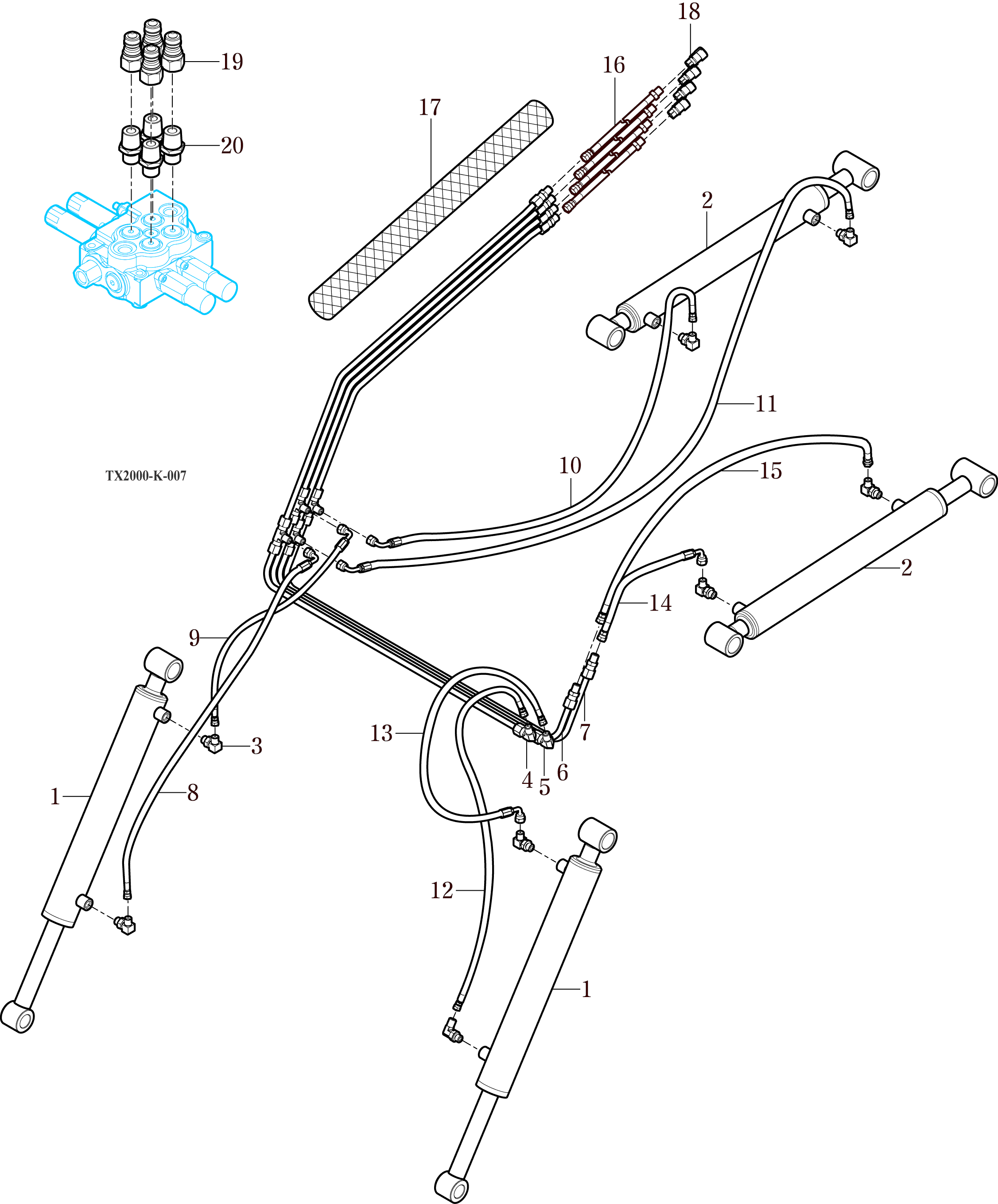 007-2 - HYDRAULIC PIPING ASSEMBLY(EURO TYPE)