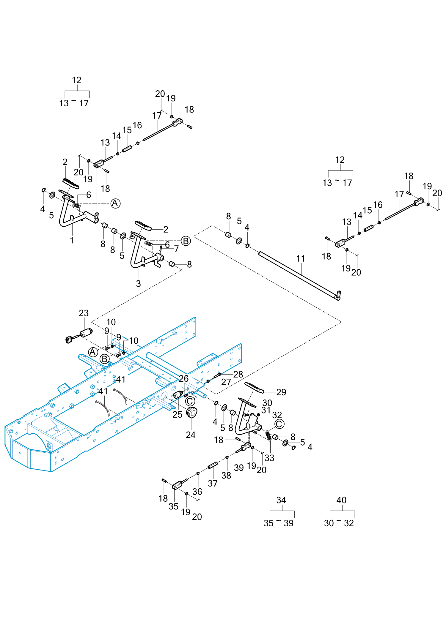 303 - CLUTCH , BRAKE PEDAL & LINKAGE