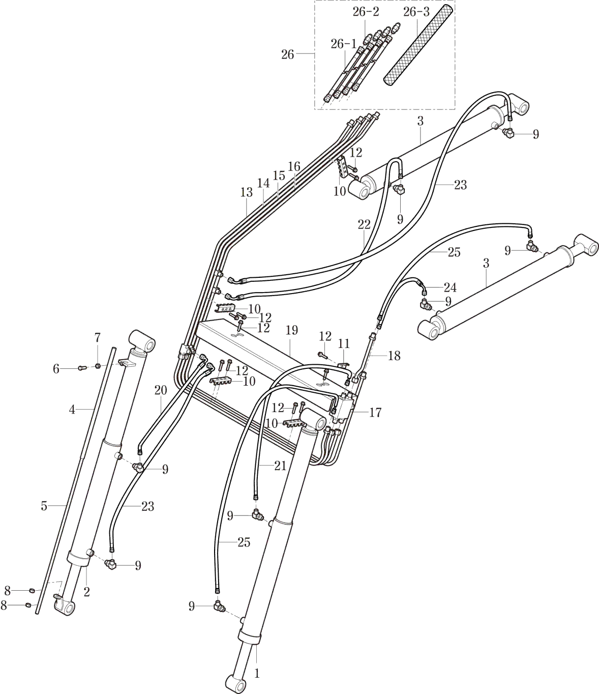 008 - HYDRAULIC PIPING ASSEMBLY (STANDARD TYPE)