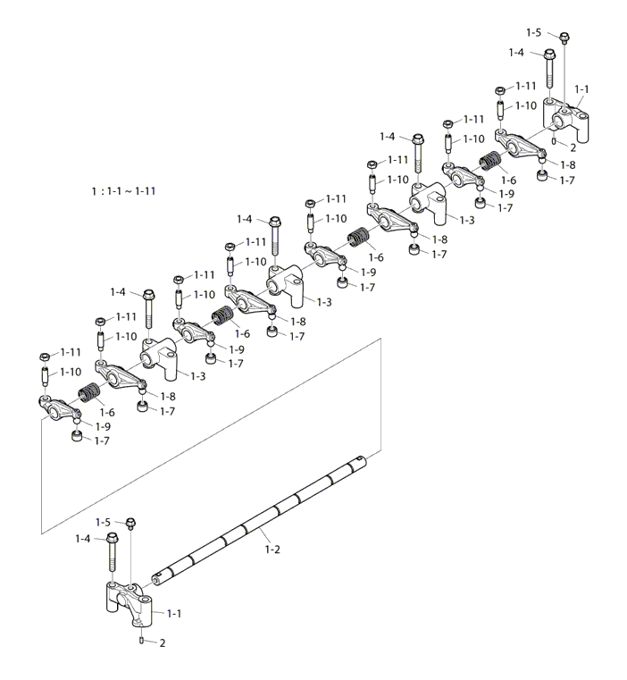 112 - ROCKER ARM SHAFT ASSY