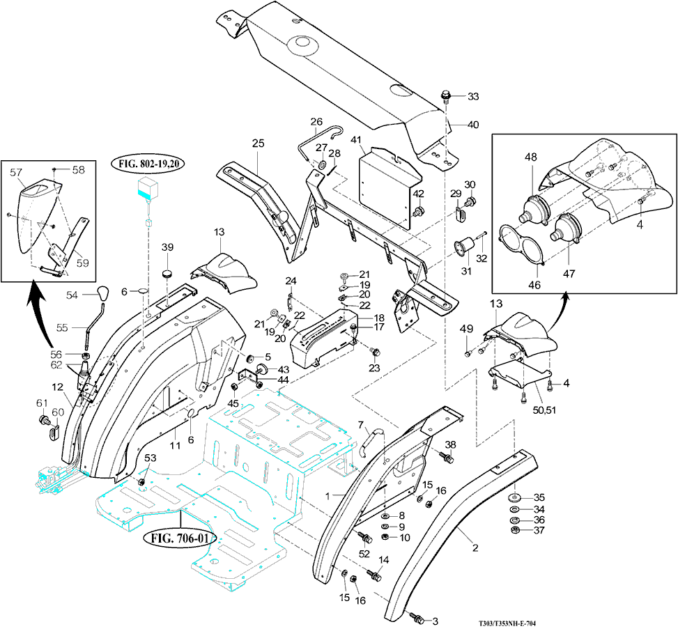 704 - FENDER, REAR FRAME & MUDGUARD