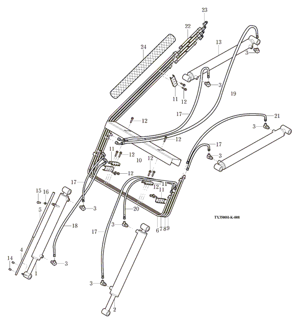008 - HYDRAULIC PIPING ASSEMBLY 008 - HYDRAULIC PIPING ASSEMBLY