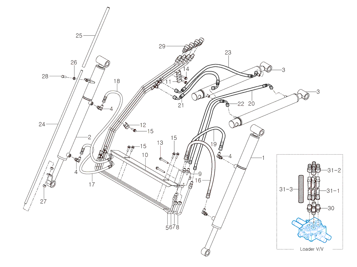 007 - HYDRAULIC PIPING ASSEMBLY 007 - HYDRAULIC PIPING ASSEMBLY