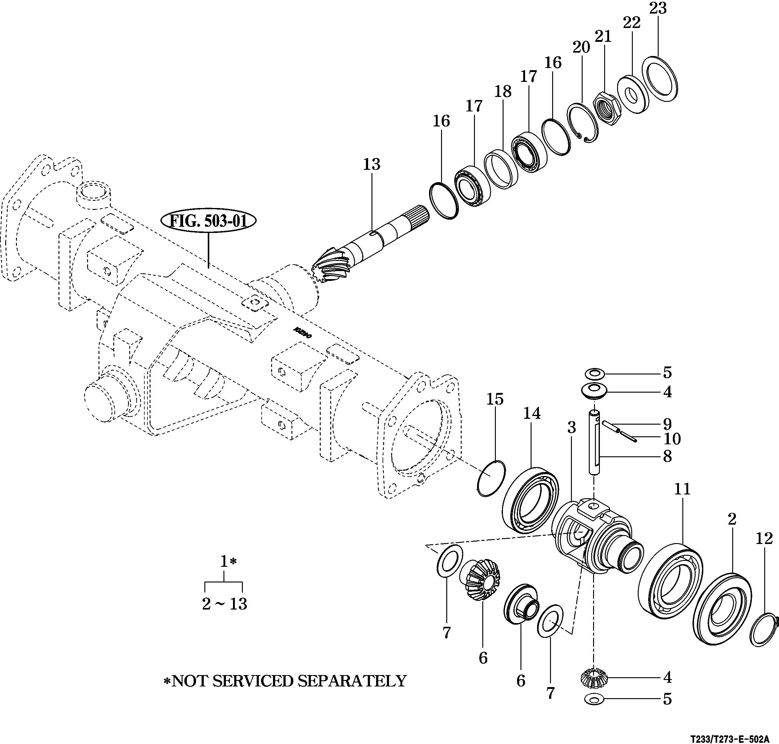 502 - FRONT DIFFERENTIAL GEARS & SHAFT