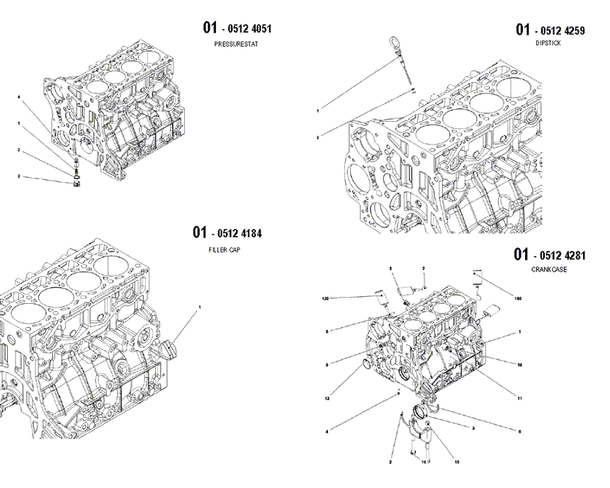 01 - PRESSUREASTAT, FILLER CAP, DIPSTICK, CRANKCASE