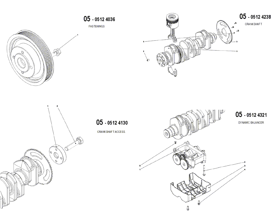 05 - FASTENINGS, CRANKSHAFT ACCESS, CRANKSHAFT, DYNAMIC BALANCER 05 - FASTENINGS, CRANKSHAFT ACCESS, CRANKSHAFT, DYNAMIC BALANCER