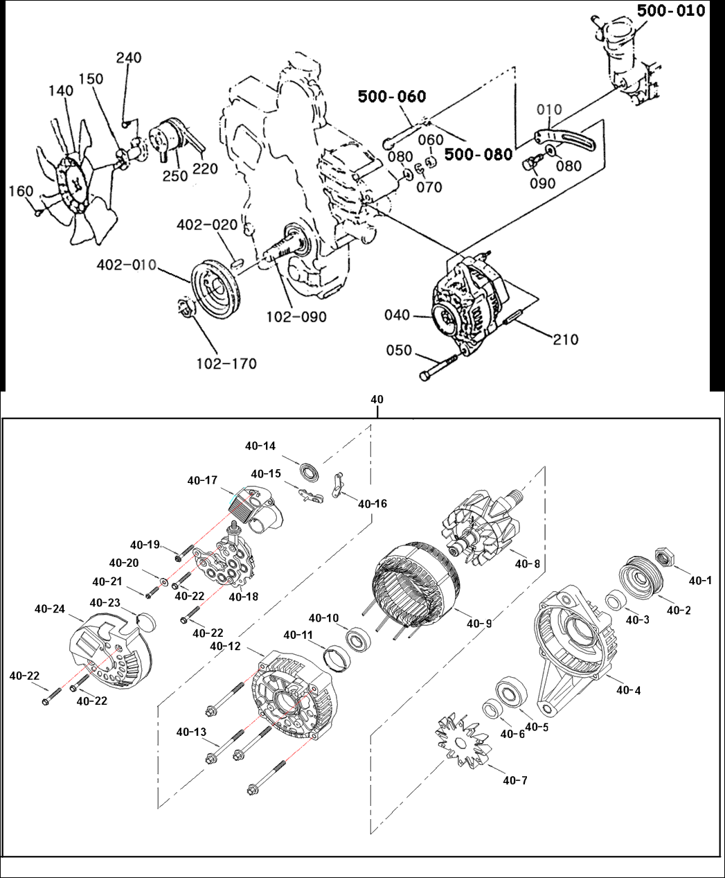 E-504 - ALTERNATOR AND FAN