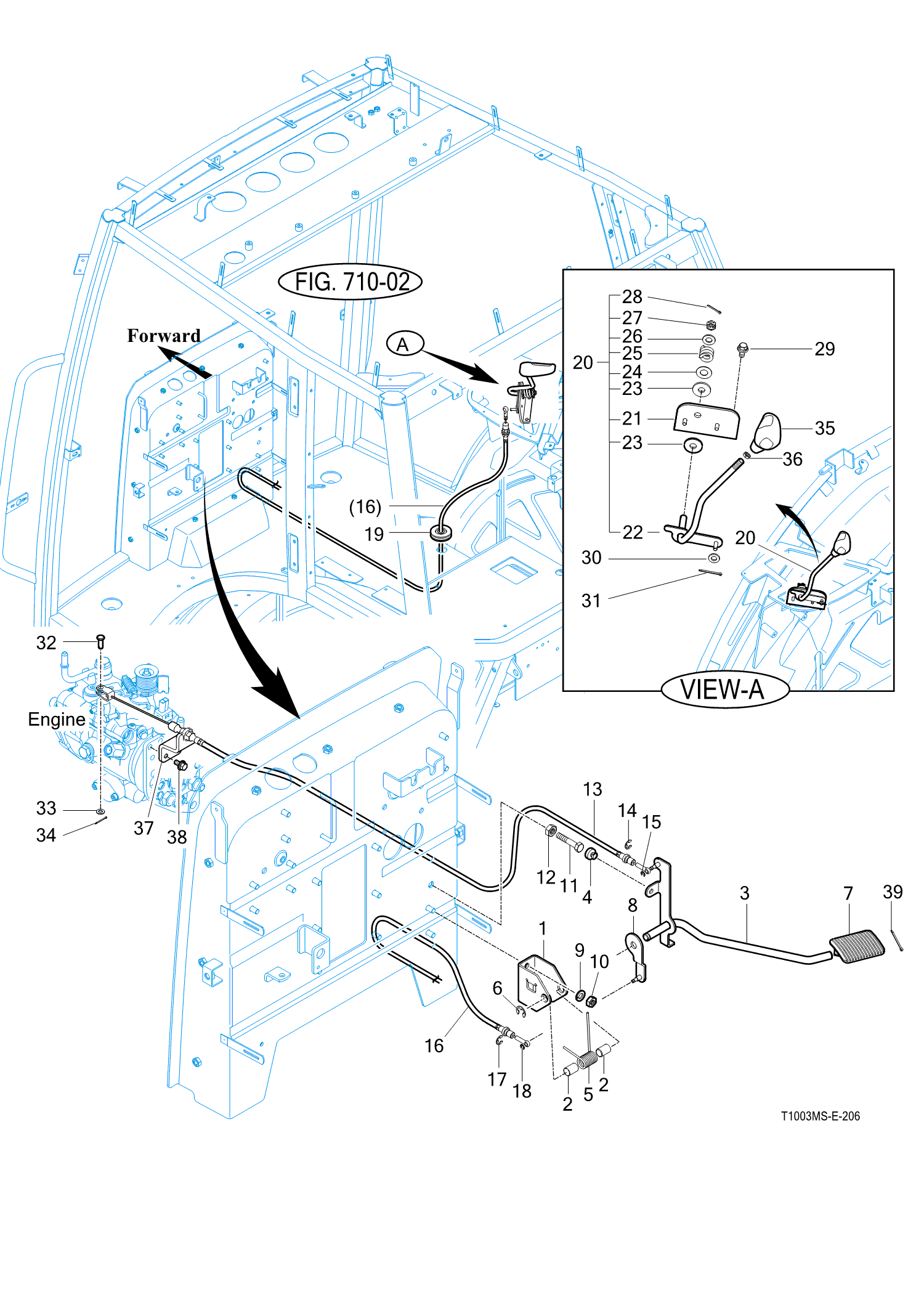 206 - CABLE,THROTTLE & ACCELERATOR ASSY
