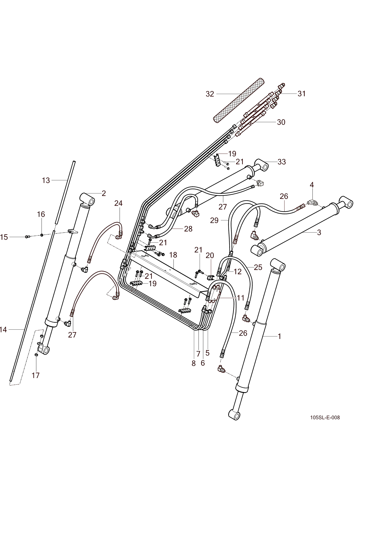 008 - HYDRAULIC PIPING ASSEMBLY (STANDARD TYPE) 008 - HYDRAULIC PIPING ASSEMBLY (STANDARD TYPE)