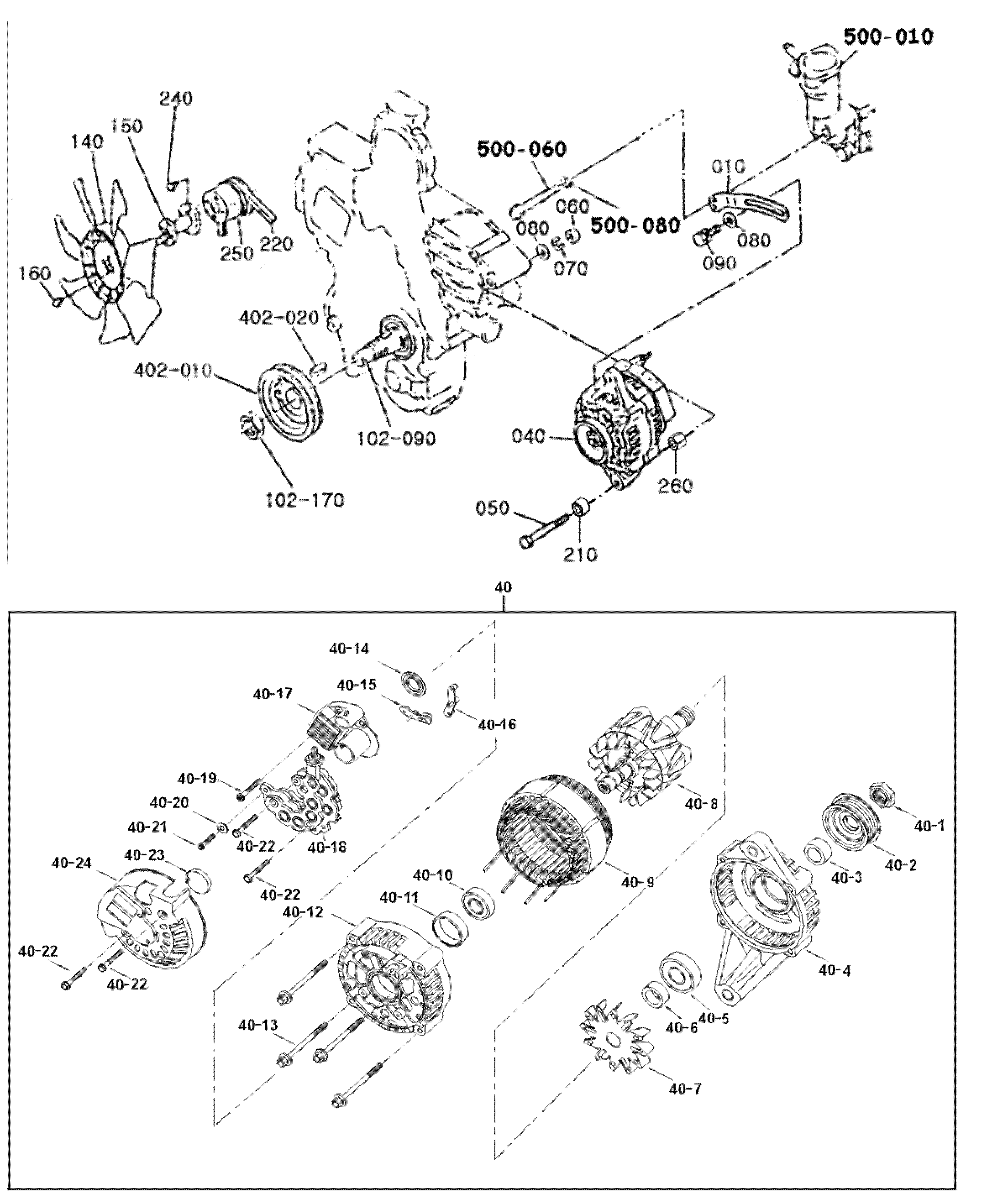 504 - ALTERNATOR & FAN