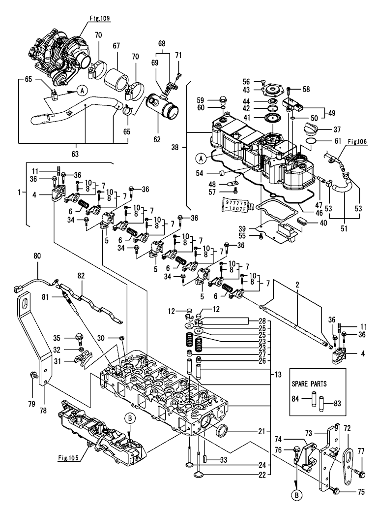 104A - CYLINDER HEAD & BONNET (T554) 104A - CYLINDER HEAD & BONNET (T554)