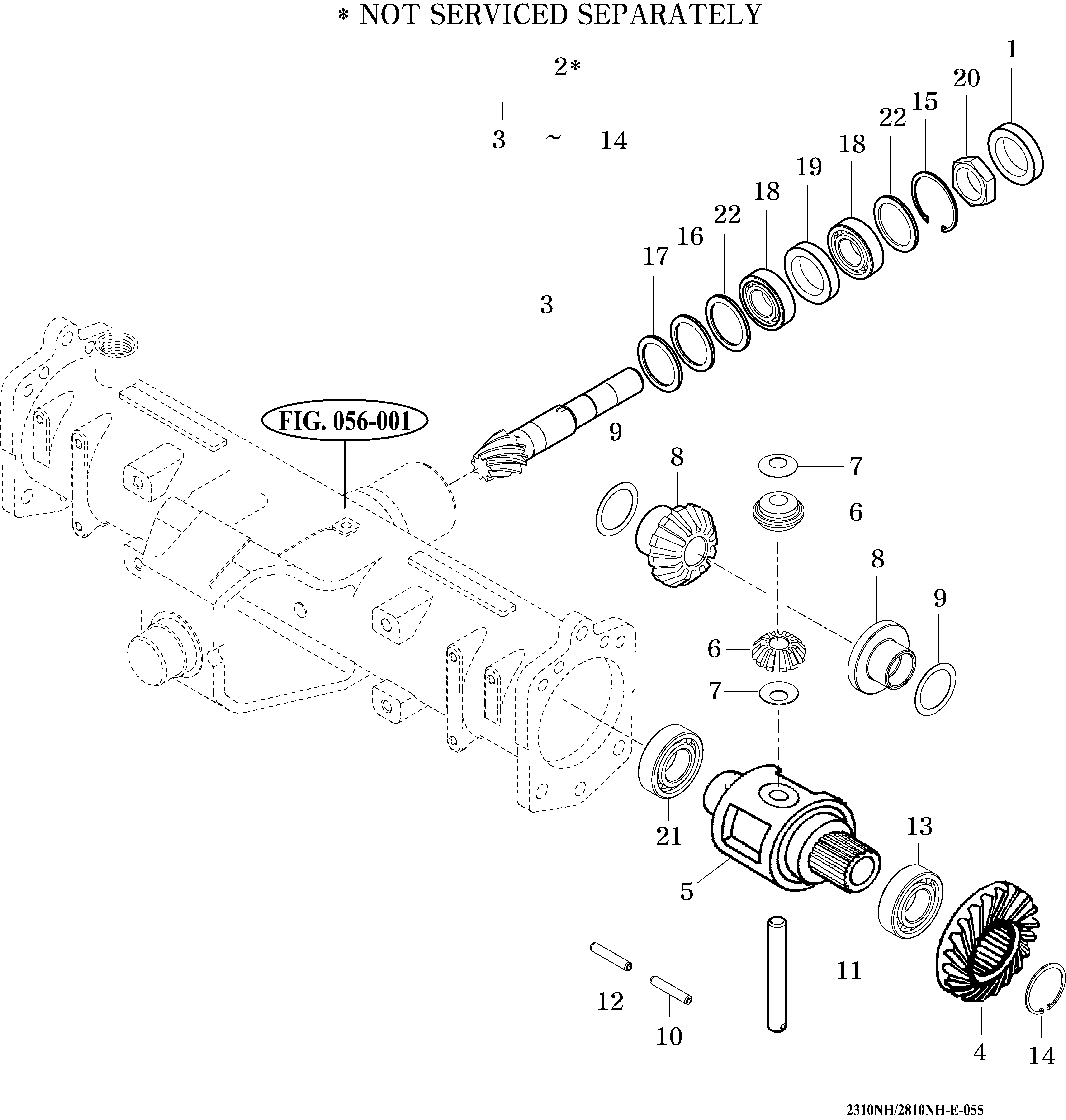 055 - FRONT DIFFERENTIAL GEARS & SHAFT