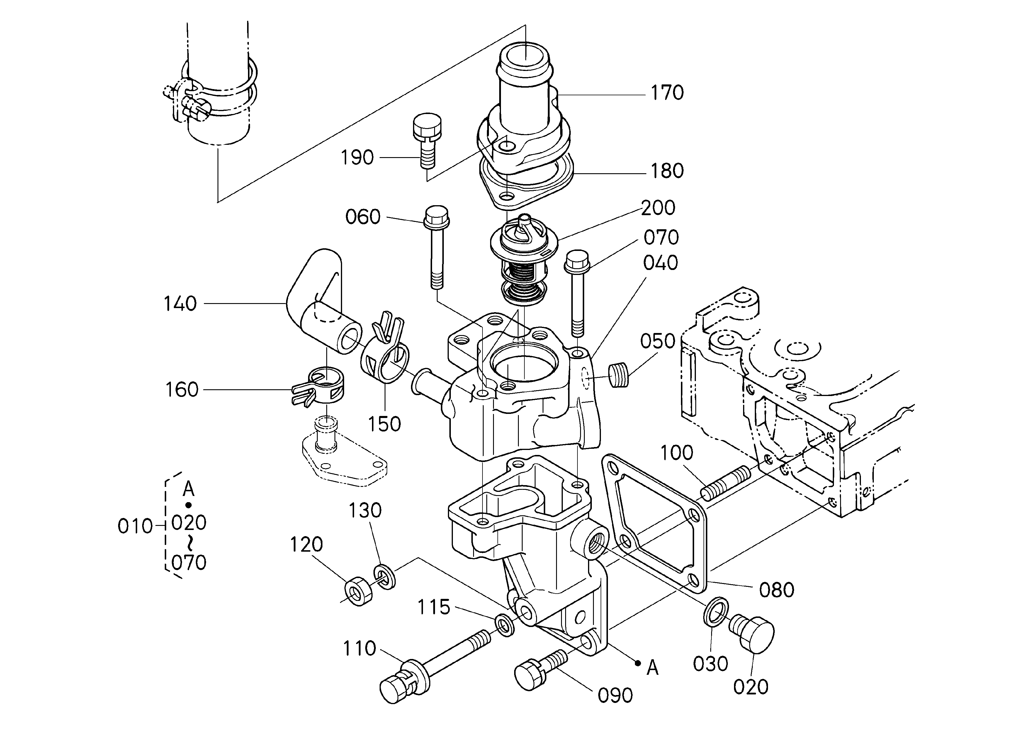 500 - WATER FLANGE & THERMOSTAT
