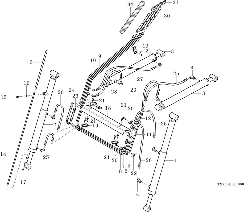 008-2 - HYDRAULIC PIPING ASSY (3RD FUNCTION TYPE)