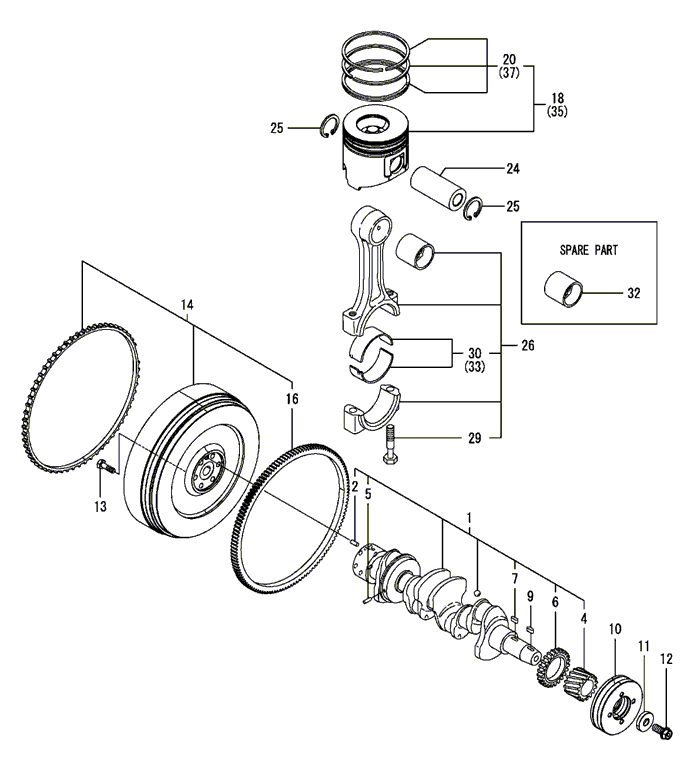 110A - CRANKSHAFT & PISTON (T554)