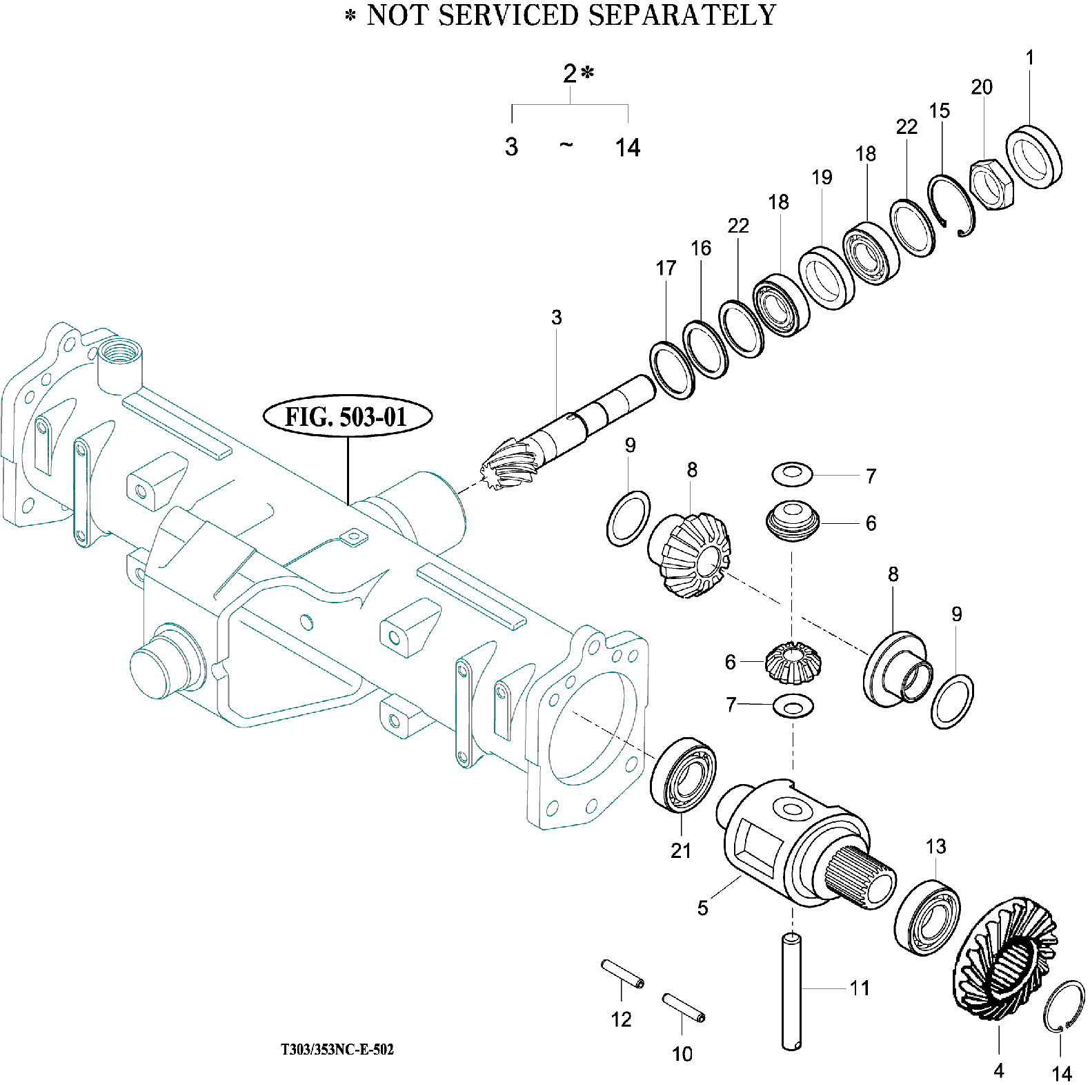 502 - FRONT DIFFERENTIAL GEARS & SHAFT