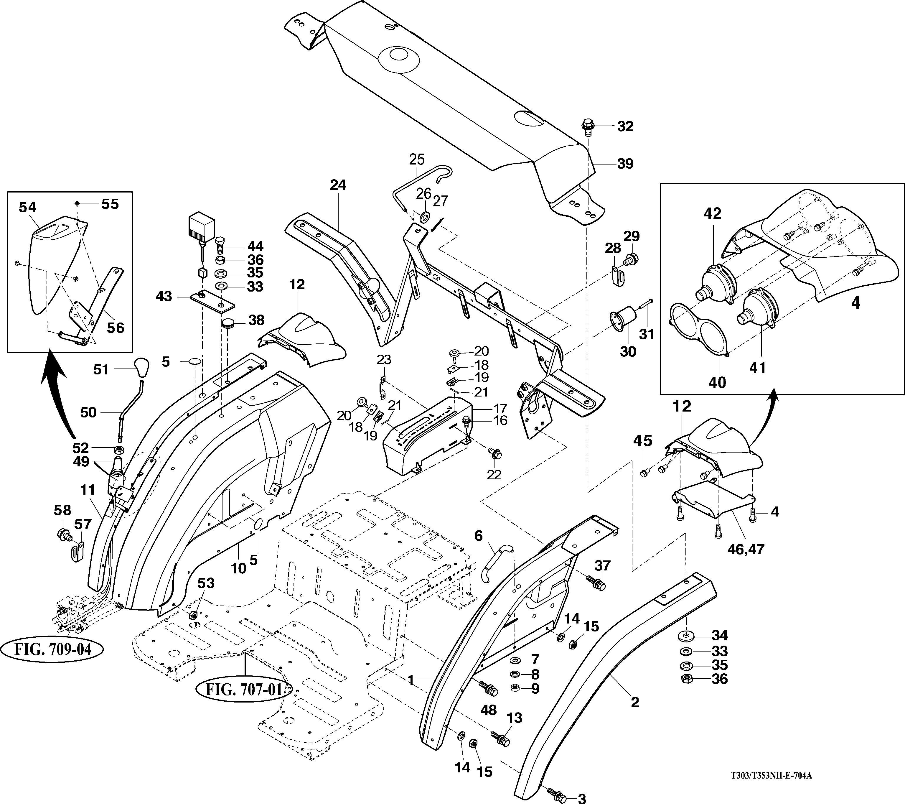 704A - FENDER, REAR FRAME & MUDGUARD
