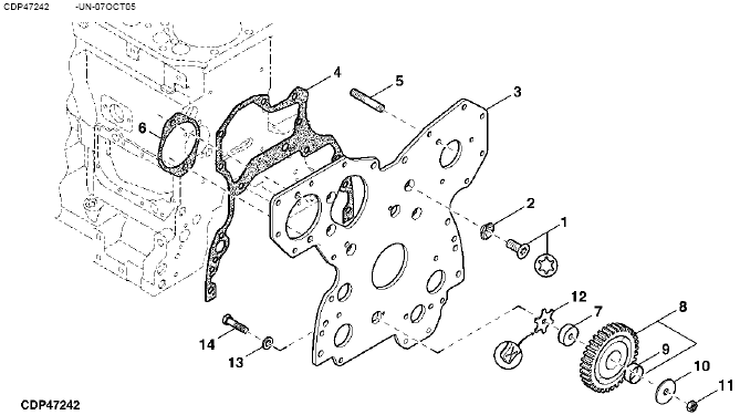 119 - FRONT PLATE AND LOWER IDLE GEAR