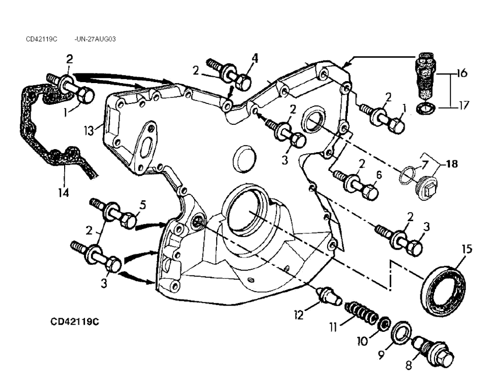 E17 - TIMING GEAR COVER & SPUR TIMING GEARS