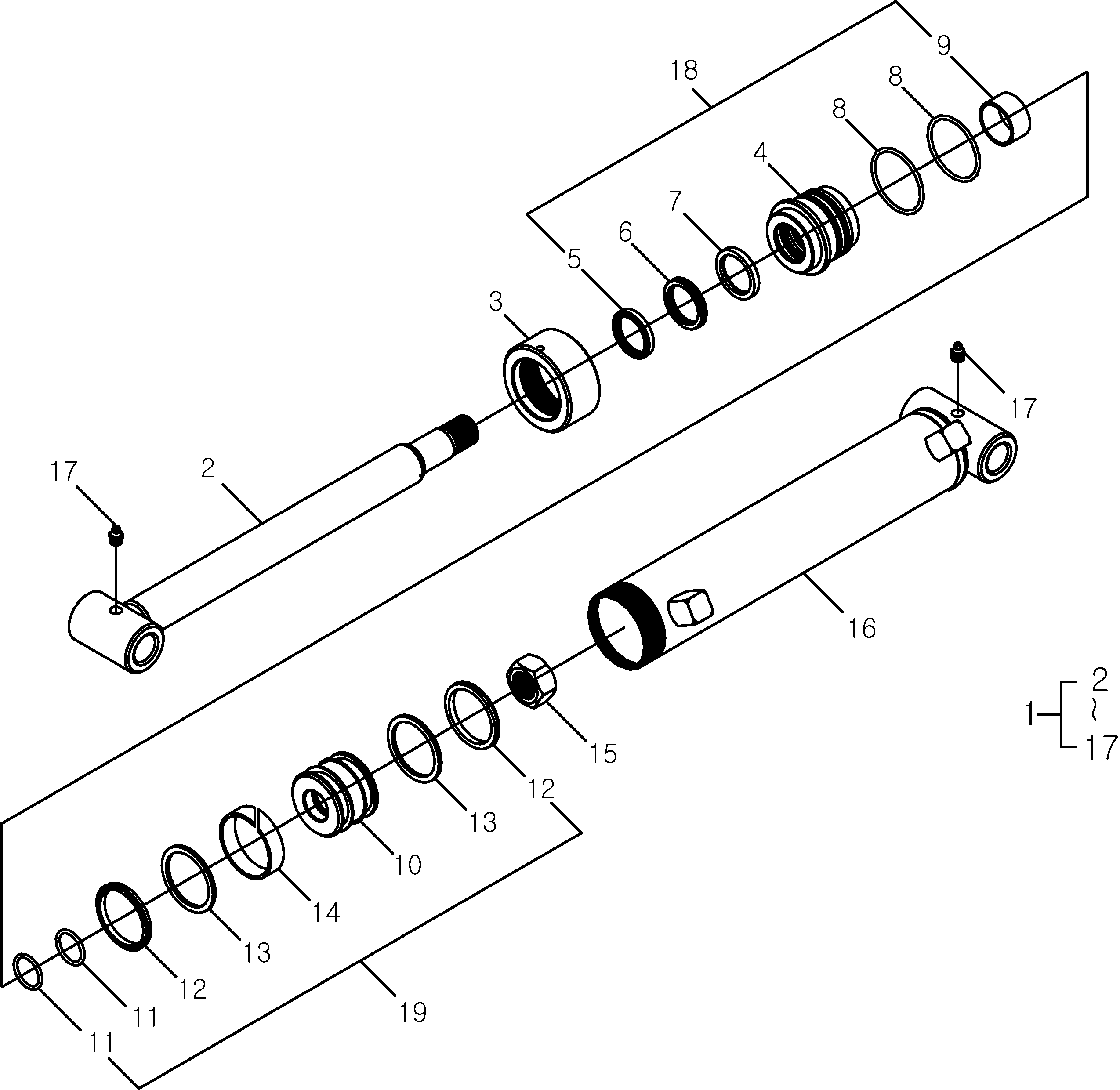160 - STABILISER CYLINDER ASS'Y -RH