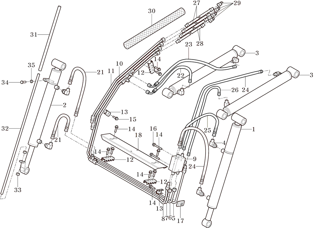 008 - HYDRAULIC PIPING ASSEMBLY 008 - HYDRAULIC PIPING ASSEMBLY