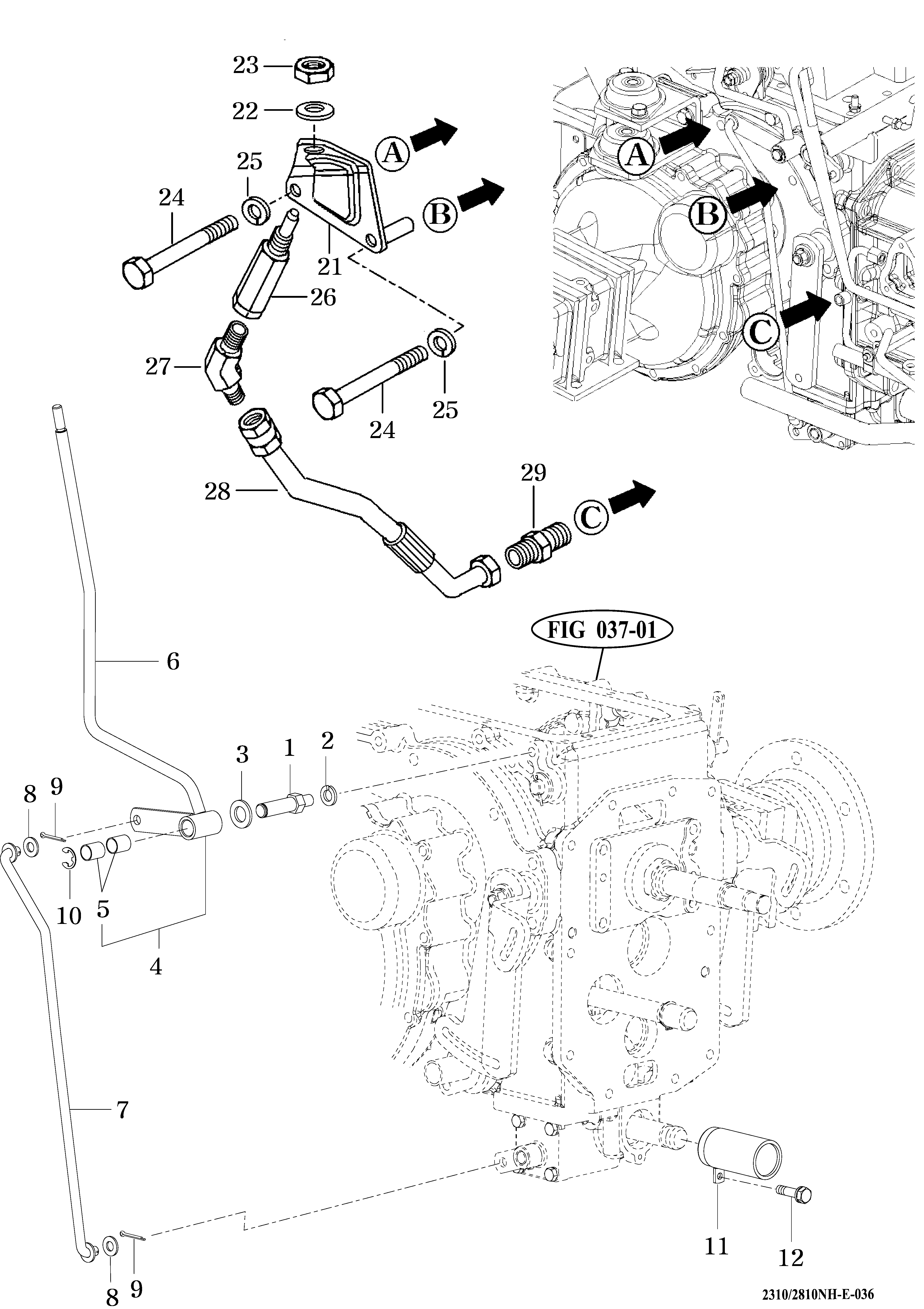 036 - MID P.T.O LEVER & SAFETY STOPPER