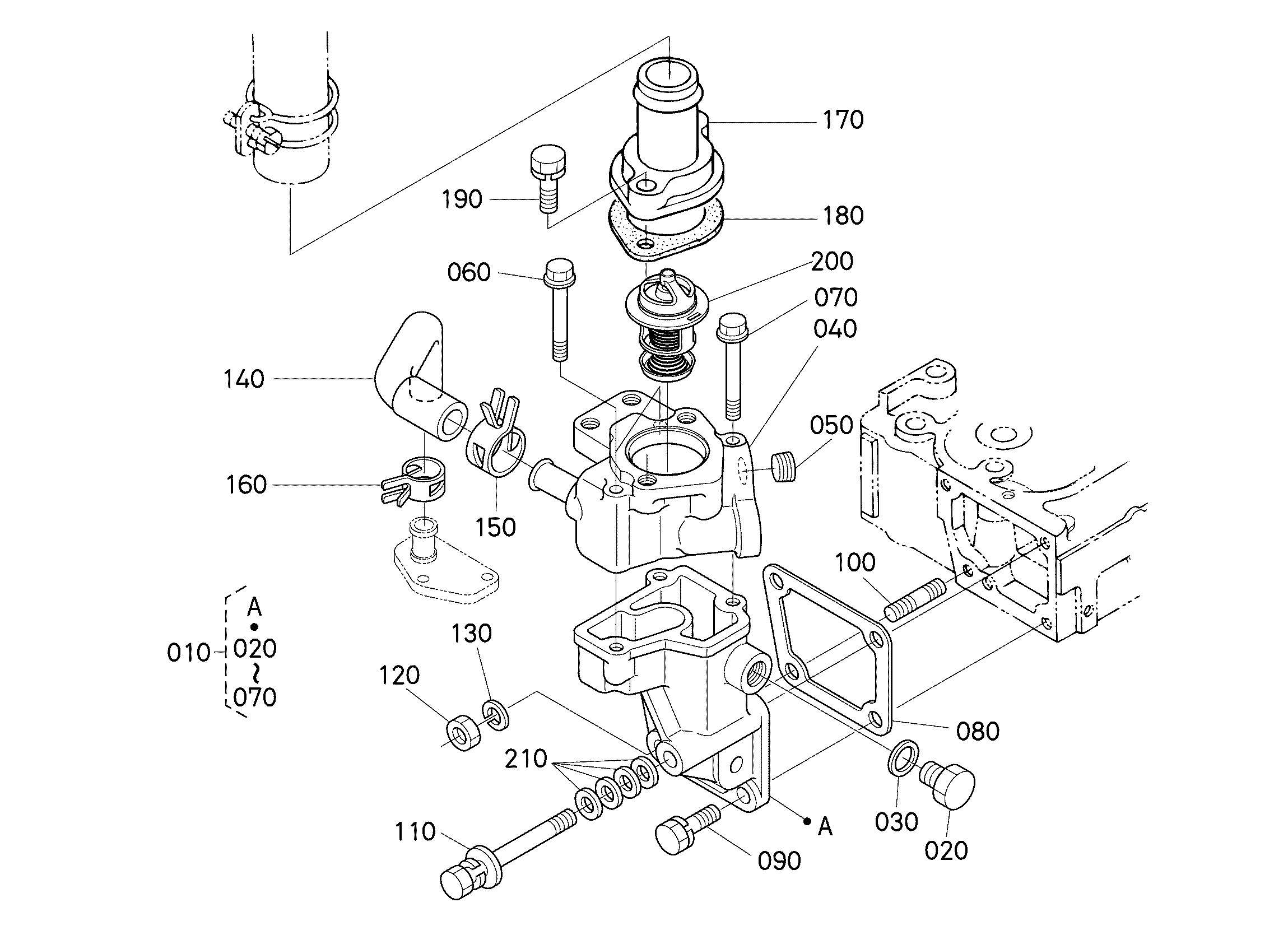 500 - WATER FLANGE & THERMOSTAT
