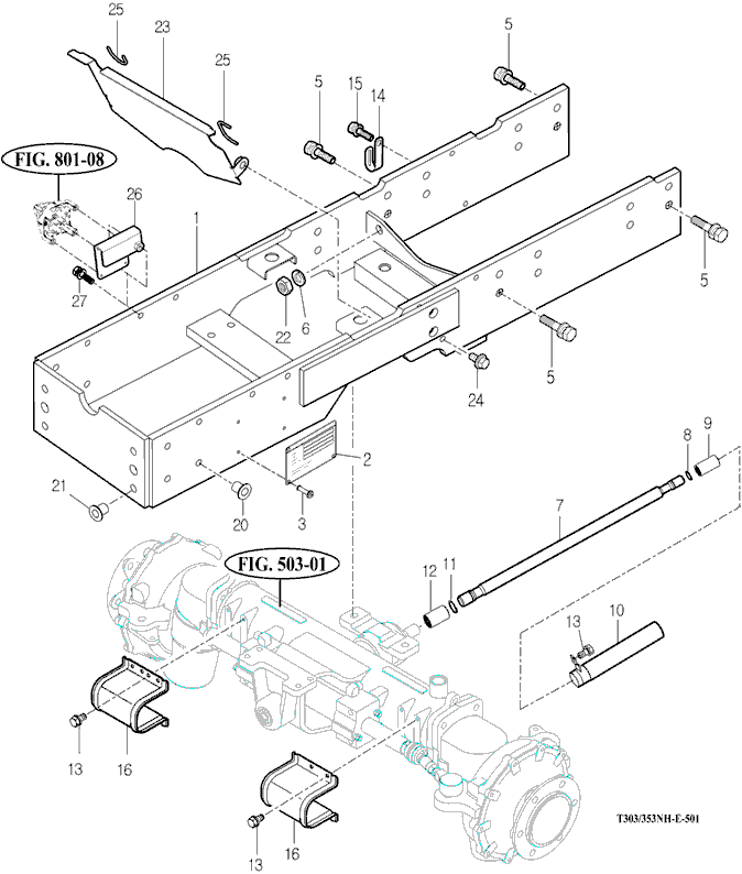 501 - FRAME AXLE BRACKET & DRIVE SHAFT