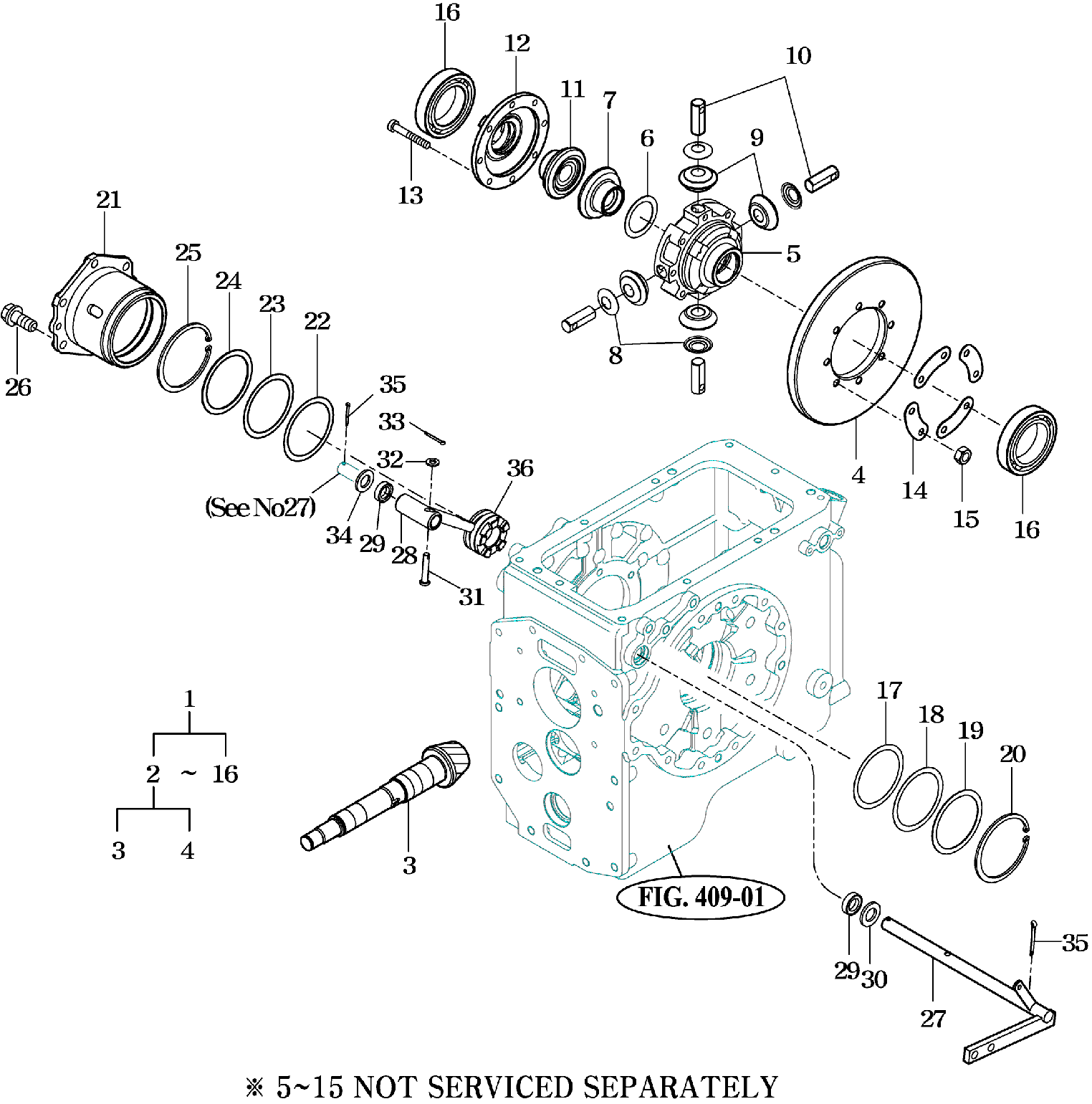 414 - REAR DIFFERENTIAL GEARS & LOCK