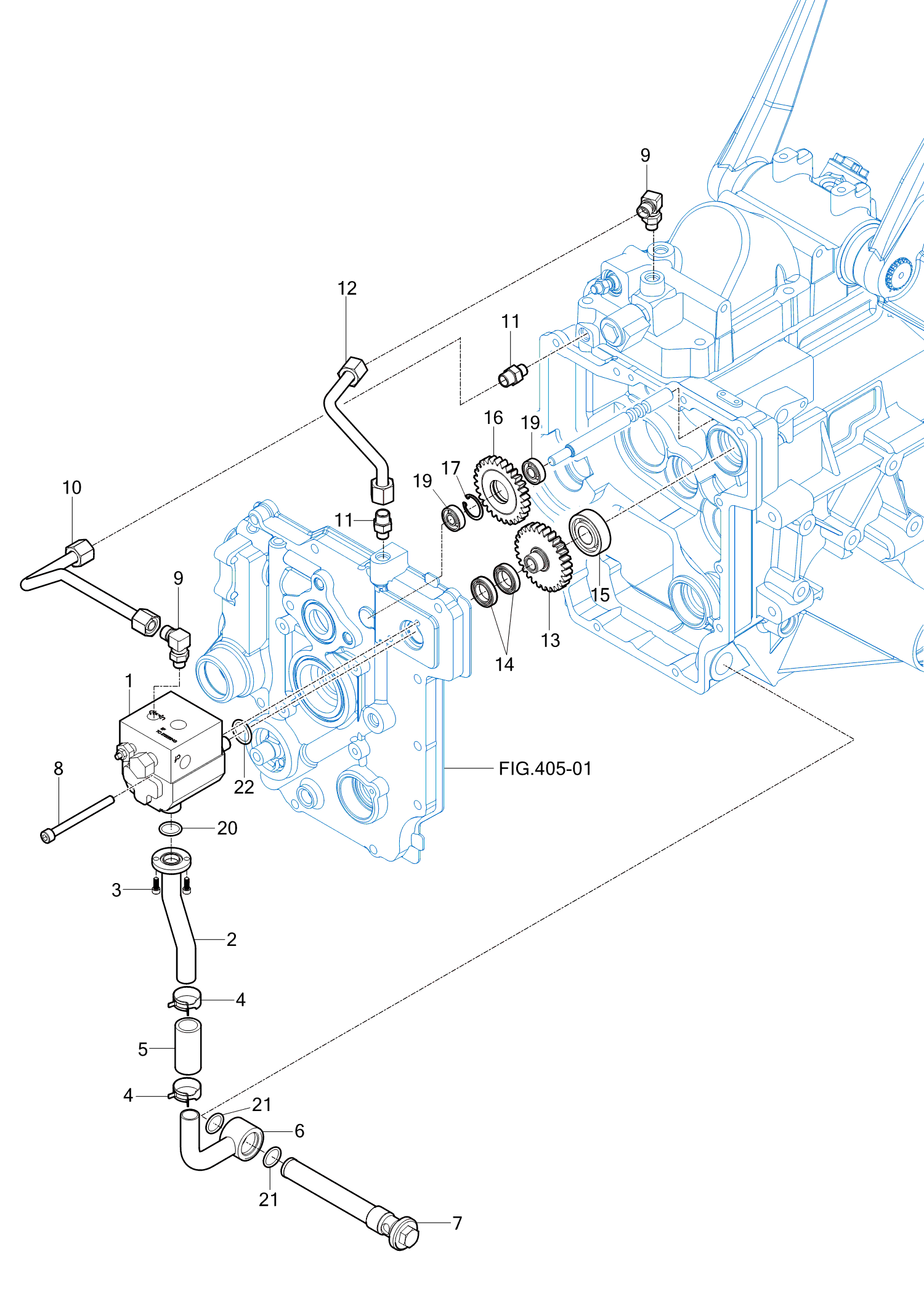 413 - GEAR PUMP & PUMP IDLE GEAR SUB