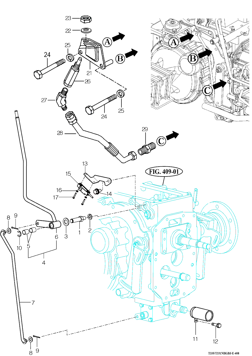 408 - MID P. T. O LEVER & SAFETY STOPPER