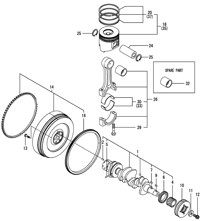 110A - CRANKSHAFT & PISTON (T554)