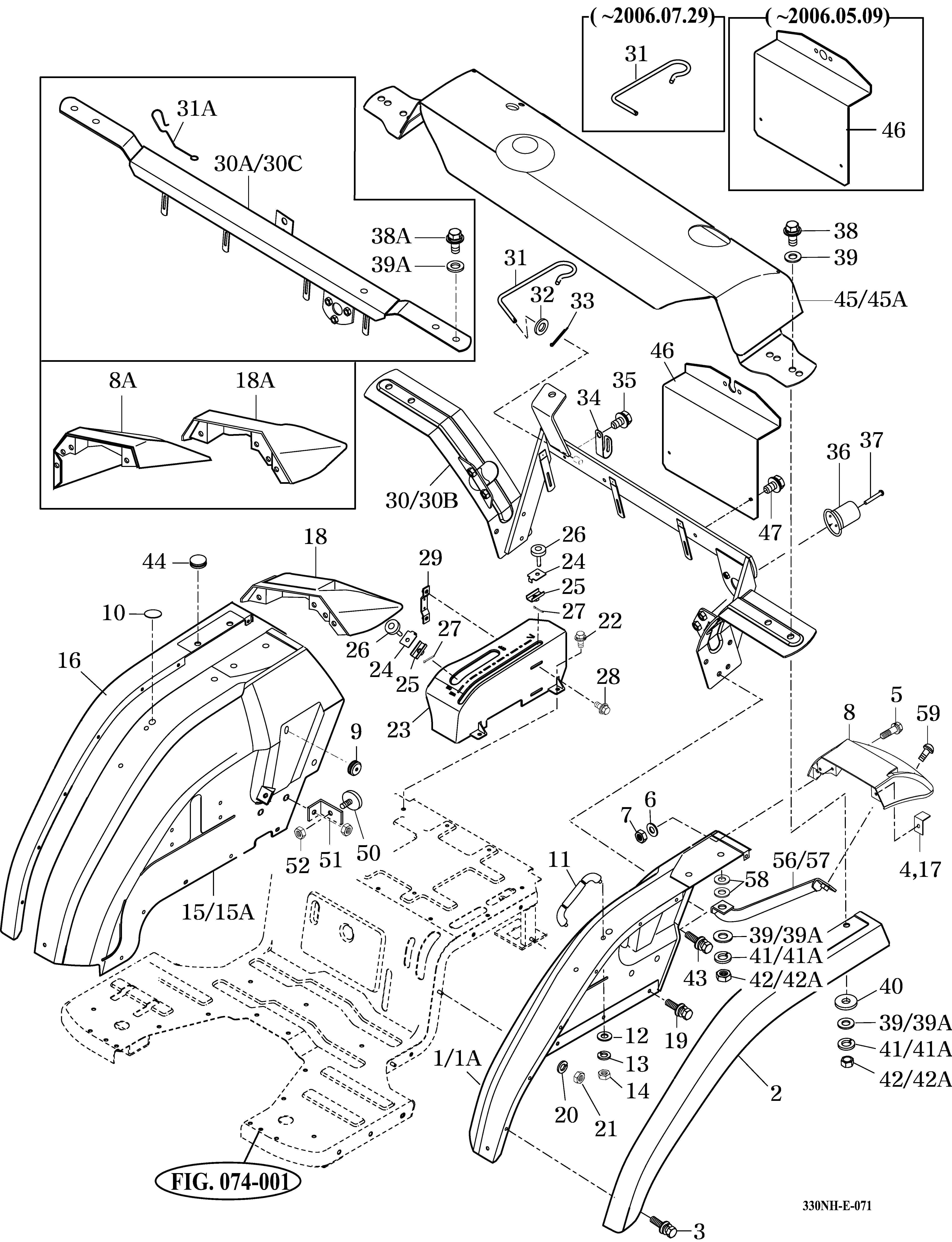 071 - FENDER, REAR FRAME & MUDGUARD