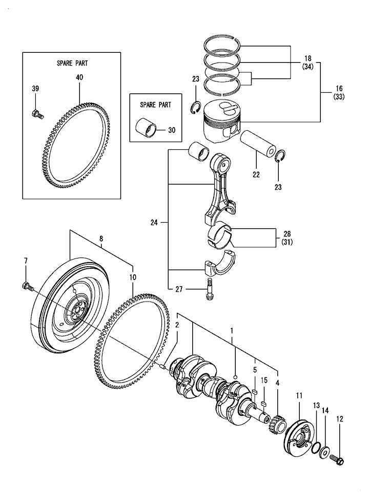 107 - CRANKSHAFT & PISTON