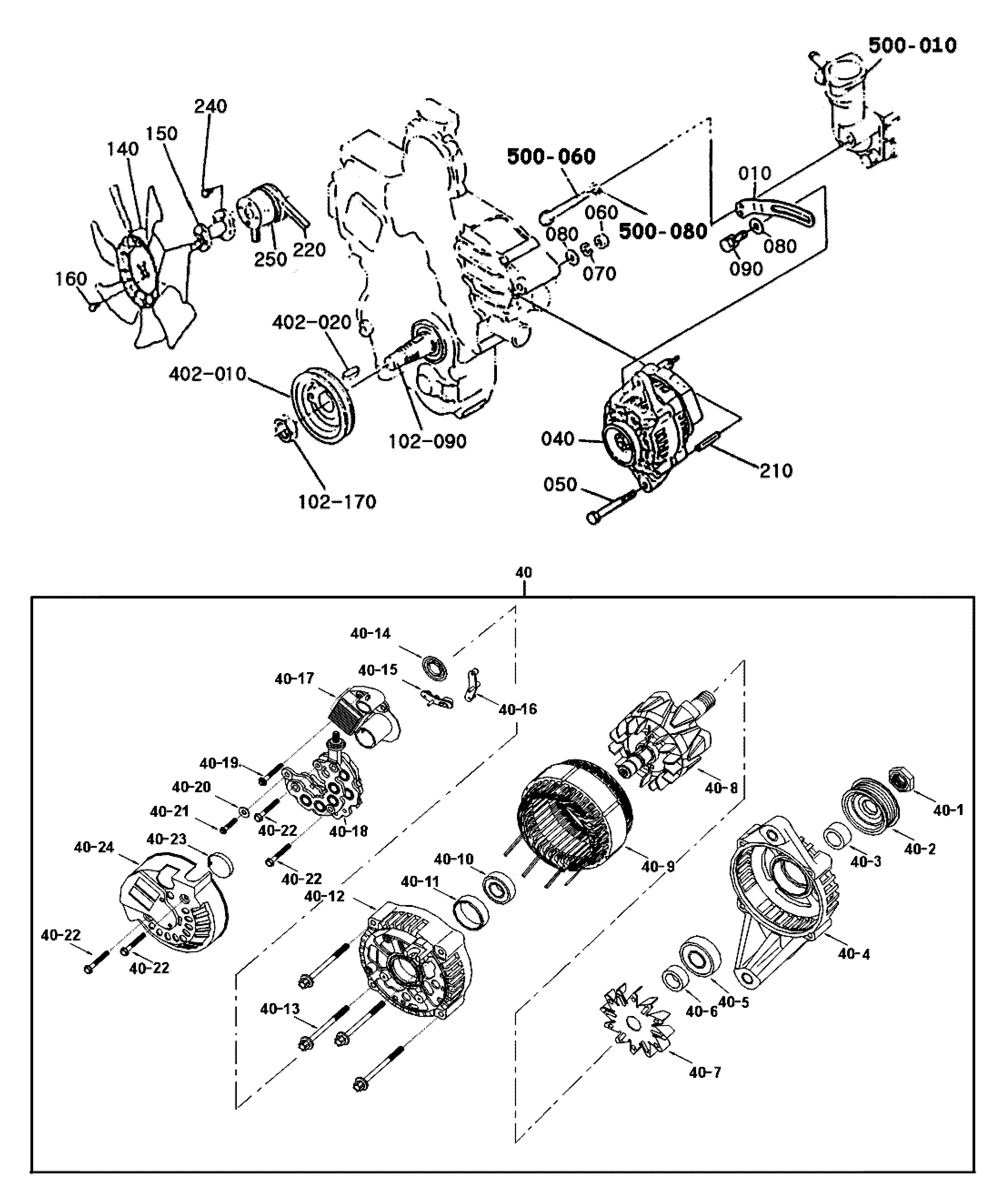 504 - ALTERNATOR & FAN