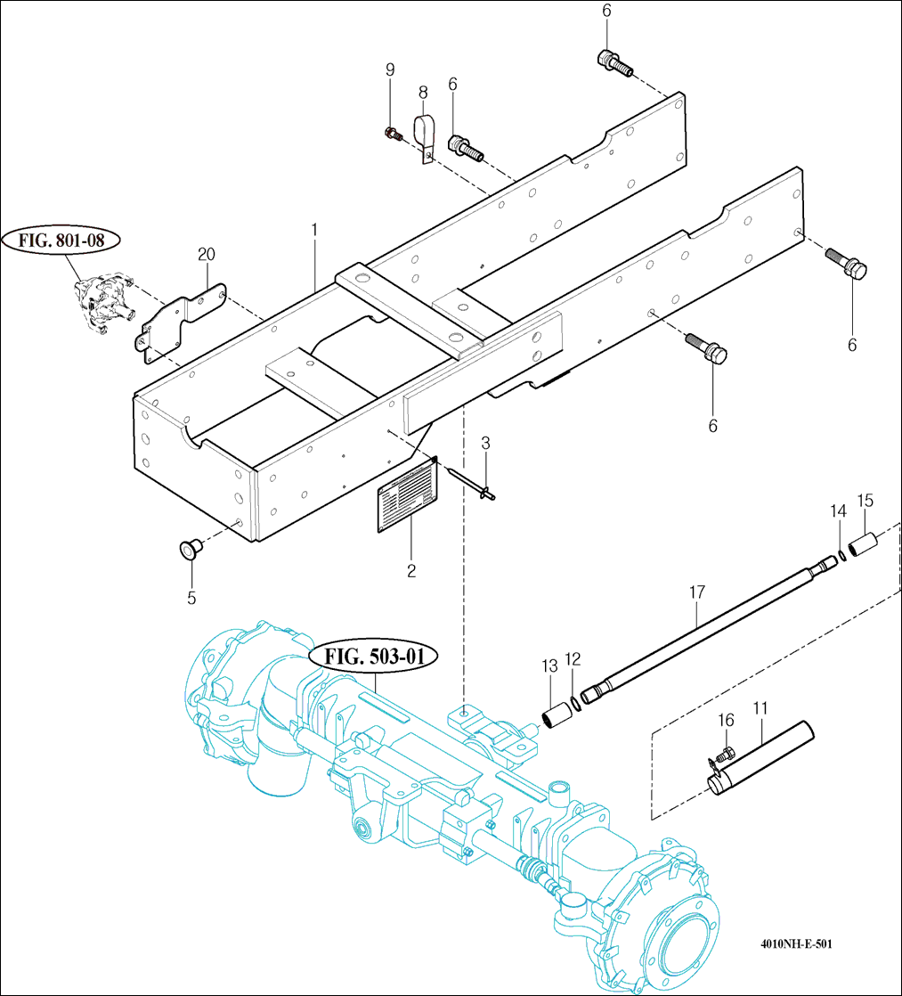 501 - FRAME AXLE BRACKET & DRIVE SHAFT