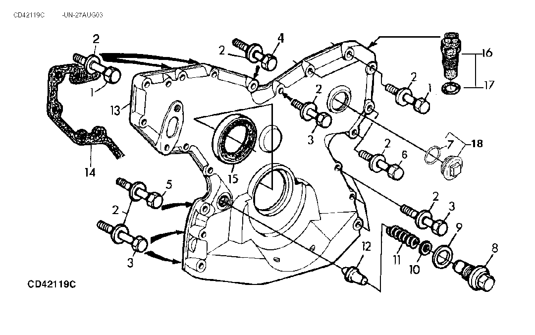 117 - TIMING GEAR COVER & SPUR TIMING GEAR