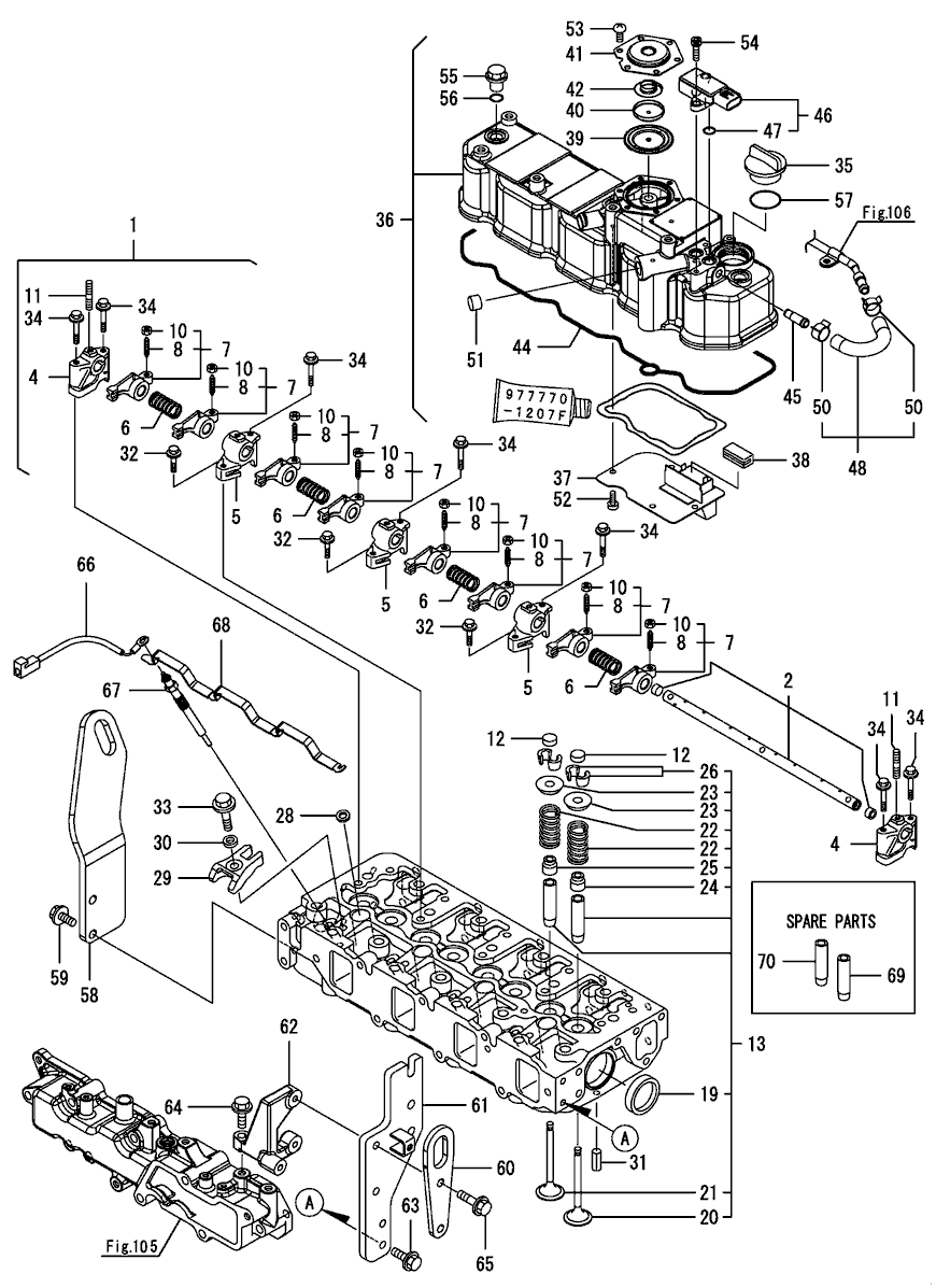 104B - CYLINDER HEAD & BONNET (T454) 104B - CYLINDER HEAD & BONNET (T454)