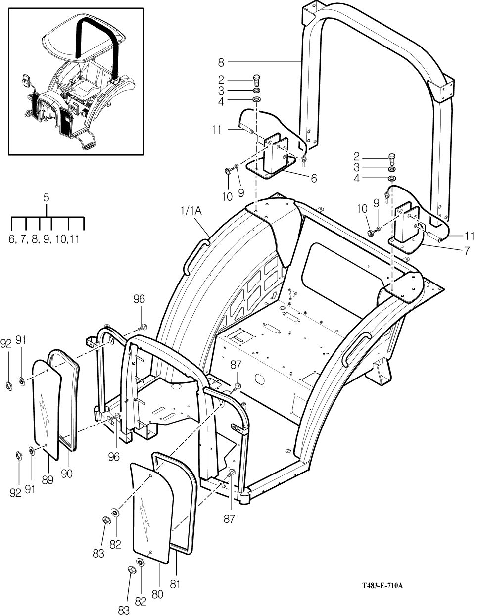 710B - FRAME&2POLES ROPS-NON CAB