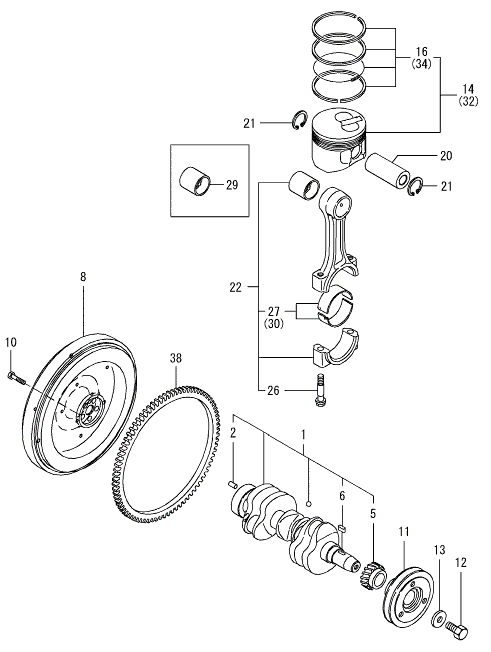 107 - CRANKSHAFT & PISTON